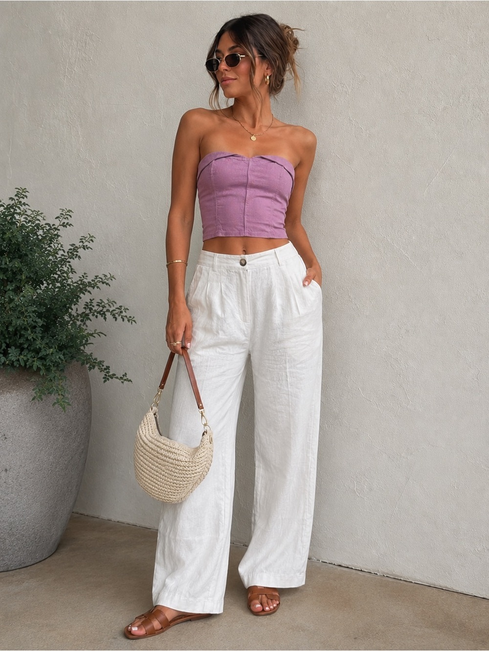 Free People Strapless Cropped Tank Mauve Purple